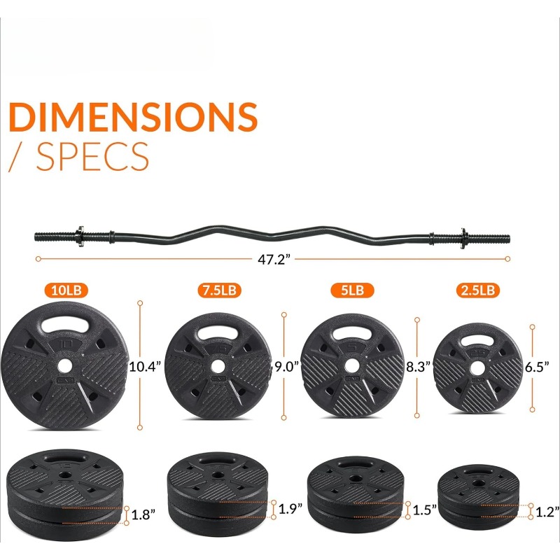 Barbell EZ Curl Bar Set with 5 - Barbell Curl Bar 评论和价格