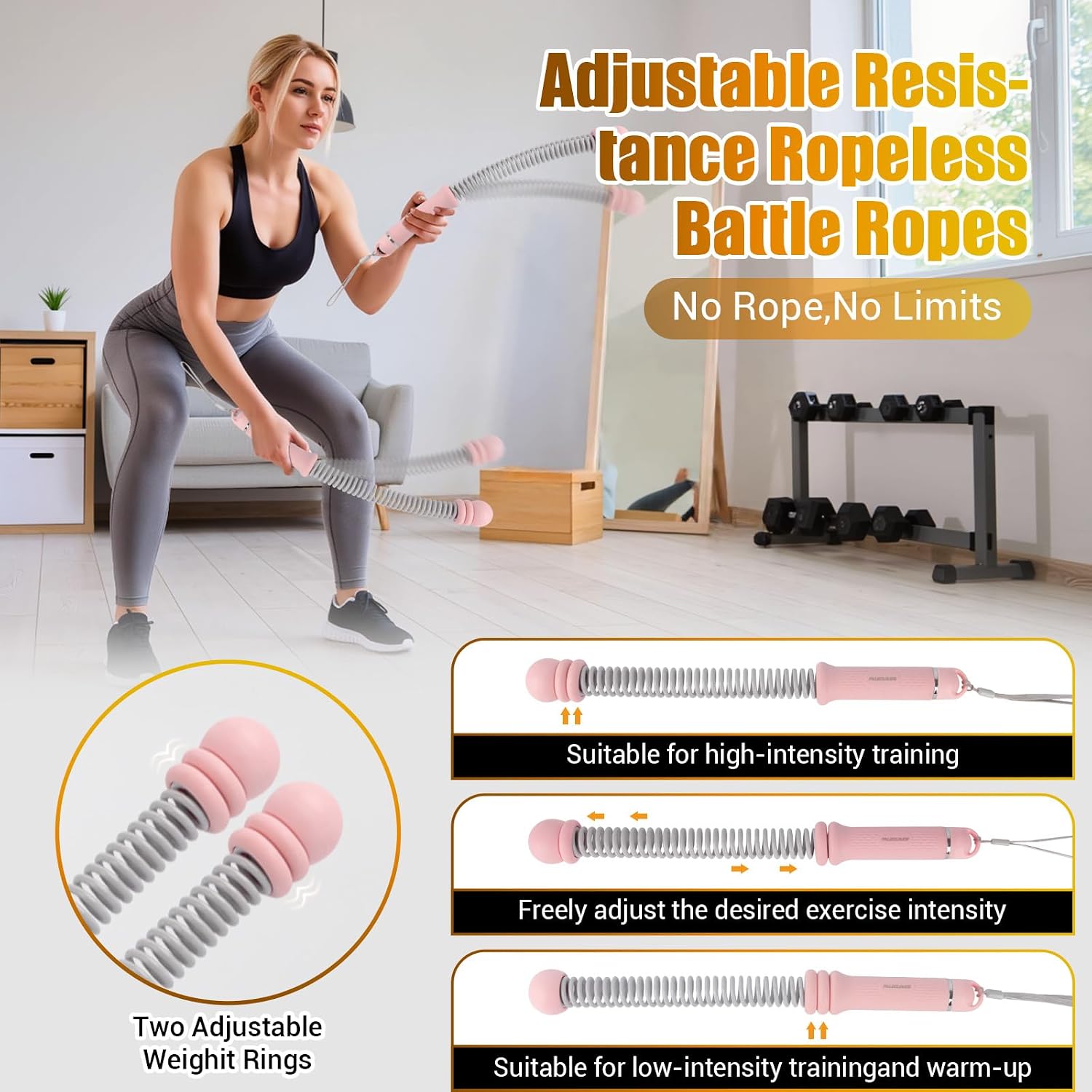 Portable Ropeless Battle Ropes - Home Gym Workout Equipment 评论和价格