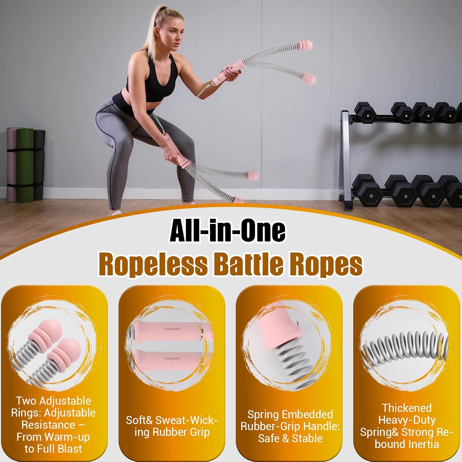 Portable Ropeless Battle Ropes - Home Gym Workout Equipment 评论和价格
